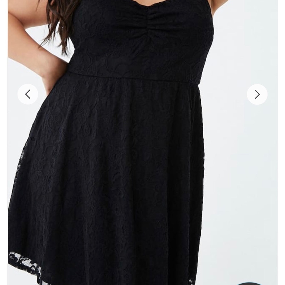 Black lace overlay mini dress